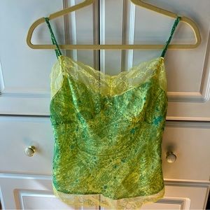 Vintage Silk Lace Green Camisole Sheer Top